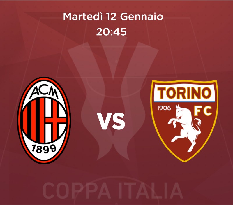Milan-Torino, le Formazioni Ufficiali del match di Coppa Italia